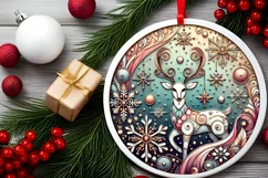 Round Christmas Ornament Sublimation|Clipart Product Image 2