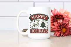 Retro Happy Holidays Reindeer Png Product Image 2