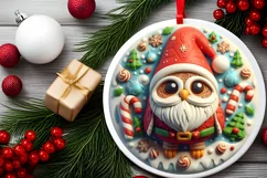 Round Christmas Ornament Sublimation|Clipart Product Image 1