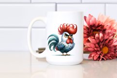 Watercolor Rooster Standing with Funy Haircut Clipart Product Image 2