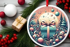 Round Christmas Ornament Sublimation|Clipart Product Image 2