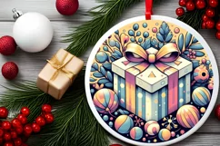Round Christmas Ornament Sublimation|Clipart Product Image 2