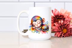 Colorful Watercolor Baby Monkey Sleeping Product Image 2