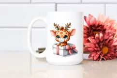 Cool Giraffe with Reindeer Horns PNG Product Image 2