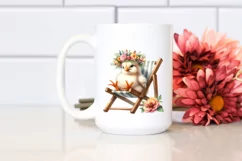 Watercolor Beach Chair Chicken Clipart Product Image 2