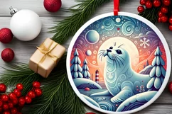 Round Christmas Ornament Sublimation|Clipart Product Image 2