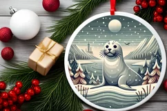 Round Christmas Ornament Sublimation|Clipart Product Image 2