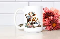 Adorned Young Cow with Flowers | Beach Chair | Clipart Product Image 2