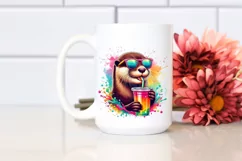 Colorful Otter with Straw | Sublimation | Clipart Product Image 2