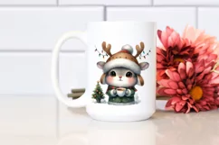 Winter Rabbit with Reindeer Horns PNG Product Image 2