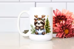 Winter Sloth with Reindeer Horns PNG Product Image 2