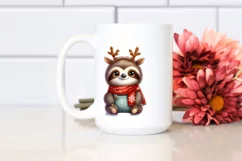 Winter Sloth with Reindeer Horns PNG Product Image 2