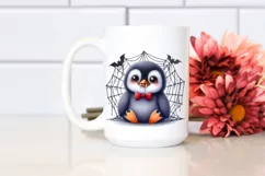 Baby Penguin in Front of Spider Web with Vampire Fangs Product Image 2