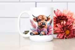 Baby Highland Cow with Dancer's Outfit, Watercolor PNG Product Image 2