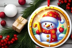Round Christmas Ornament Sublimation|Clipart Product Image 2