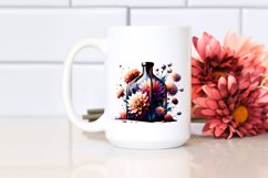 Artistic Bottle with Large Dahlia Sublimation Clipart Product Image 2