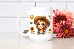 Watercolor Princess Portrait with Hat and Sunflower Product Image 2