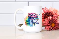 Colorful Baby Unicorn in Cyclist&#039;s Helmet, PNG Product Image 2