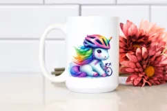 Baby Unicorn with Cyclist's Helmet, High-Quality PNG Product Image 2