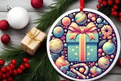 Round Christmas Ornament Sublimation|Clipart Product Image 2