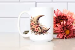 Vintage Half Moon with Flowers PNG Product Image 2