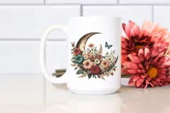 Vintage Half Moon with Flowers PNG Product Image 2