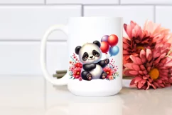 Smiling Baby Panda, Cuddling Balloons, Red Flowers | Product Image 2