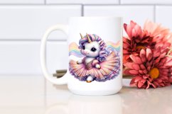 Colorful Baby Unicorn in Waltz Dancer&#039;s Gown, PNG Product Image 2