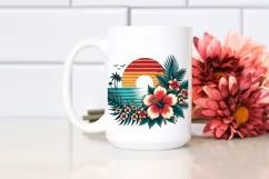 Retro Tropical Flower Sunset | Sublimation | Clipart Product Image 2