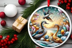 Round Christmas Ornament Sublimation|Clipart Product Image 2