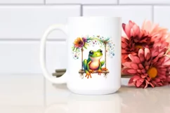 Colorful Funny Frog on Swing PNG Product Image 2