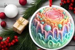 Round Christmas Ornament Sublimation|Clipart Product Image 1