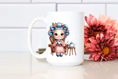 Watercolor Tea Cup Chair Sublimation Clipart Product Image 2