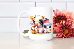 cute Baby Cow with Pumpkin | Clipart Product Image 2