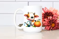 cute Baby Cow with Pumpkin | Clipart Product Image 2