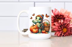 Baby Turtle Holding Autumn Vegetables | Clipart Product Image 2