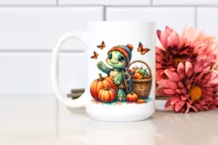 Baby Turtle Holding Autumn Vegetables | Clipart Product Image 2