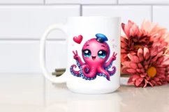 Funny Octopus Love Sign Watercolor Clipart Product Image 2