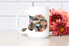 Vintage Bus USA Flag Flowers Product Image 2