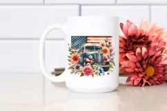 Vintage Bus USA Flag Flowers Product Image 2
