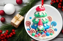 Round Christmas Ornament Sublimation|Clipart Product Image 1