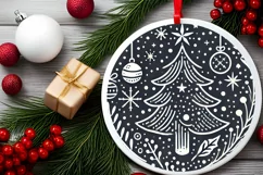 Round Christmas Ornament Sublimation|Clipart Product Image 1