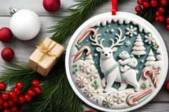 Round Christmas Ornament Sublimation|Clipart Product Image 1