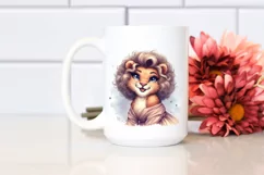 Funny Lion Diva Look Watercolor Clipart Product Image 2