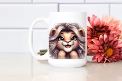 Funny Lion Diva Look Watercolor Clipart Product Image 2