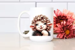 Whimsical Lamb Vintage Look Watercolor Clipart Product Image 2