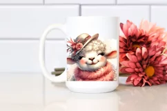 Whimsical Lamb Vintage Look Watercolor Clipart Product Image 2