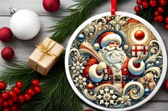Round Christmas Ornament Sublimation|Clipart Product Image 2