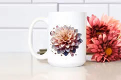 Dahlia with Watercolor Splash | Sublimation | Clipart Product Image 2