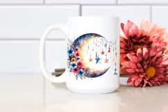 Vibrant Moon with Flowers PNG Product Image 2